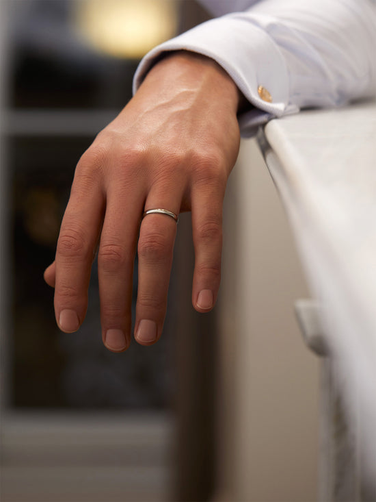 Men's Classic Court Shaped Platinum Wedding Band