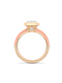 Florentine Emerald Cut Diamond Pink Enamel Rose Gold Ring