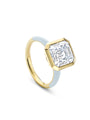 Florentine Large Blue Enamel Yellow Gold Diamond Ring