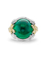 Athens Cabochan Emerald Platinum Yellow Gold Ring