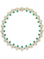 Fern Design Emerald Diamond Yellow Gold Necklace