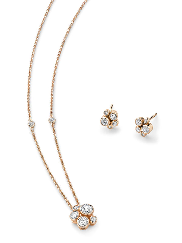 Raindance Rose Gold Cluster Pendant and Earrings Set