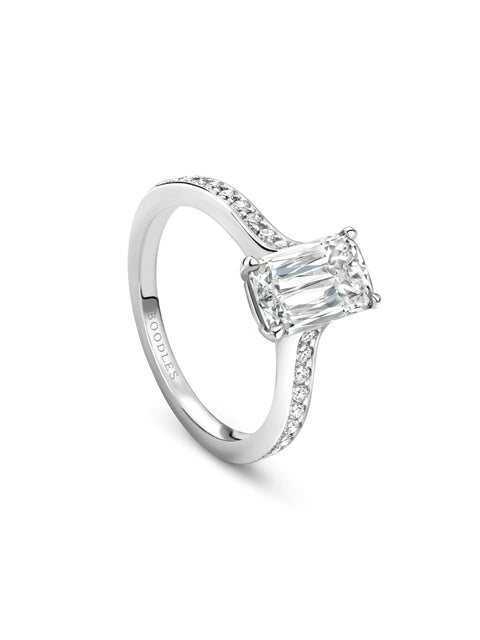 Harmony Ashoka Cut Platinum Diamond Band Engagement Ring