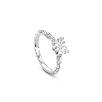 Petal Heart Platinum Diamond Engagement Ring