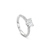 Petal Heart Platinum Diamond Engagement Ring