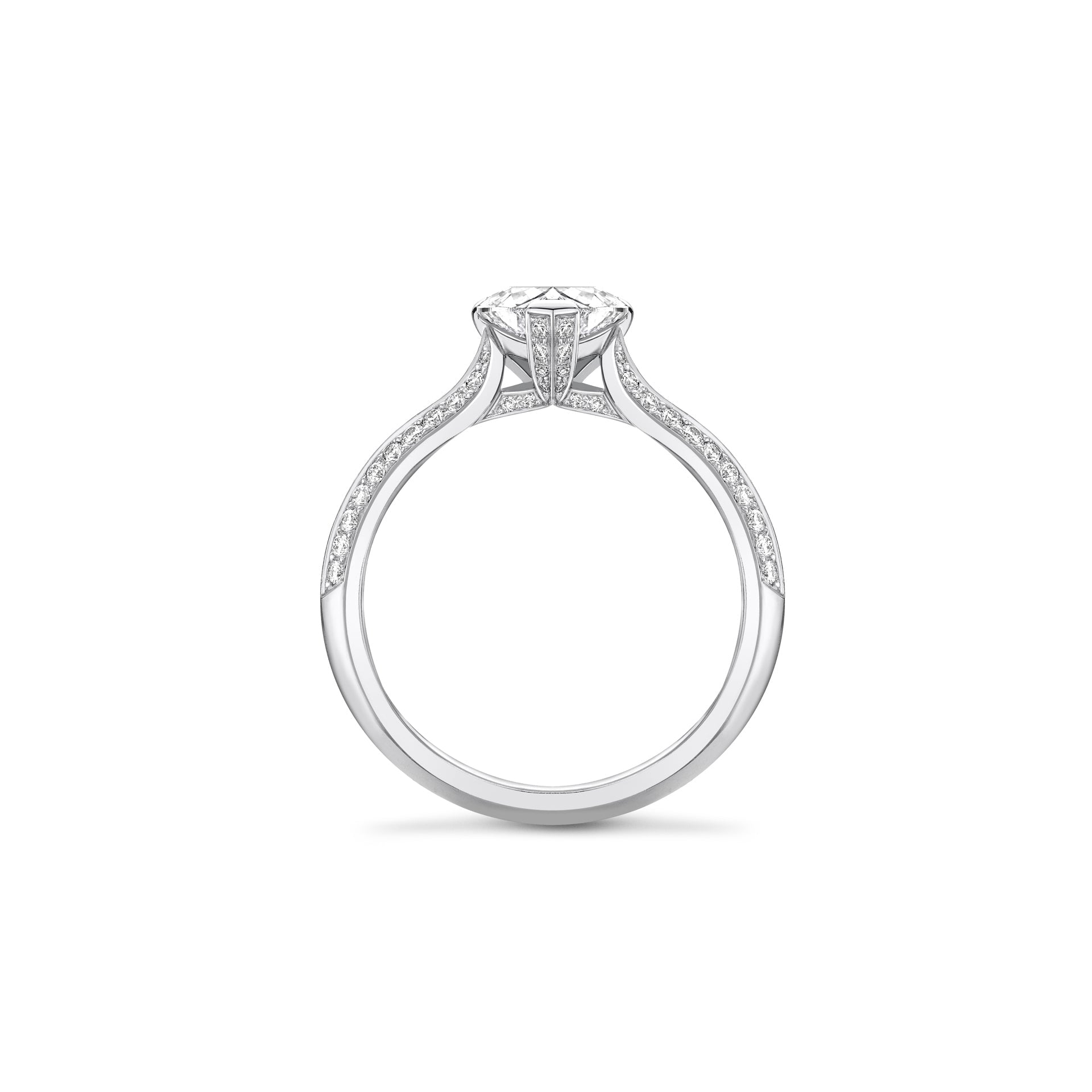 Petal Heart Platinum Diamond Engagement Ring