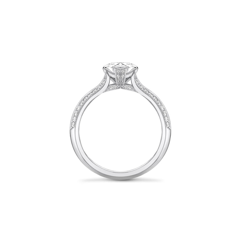 Petal Heart Platinum Diamond Engagement Ring