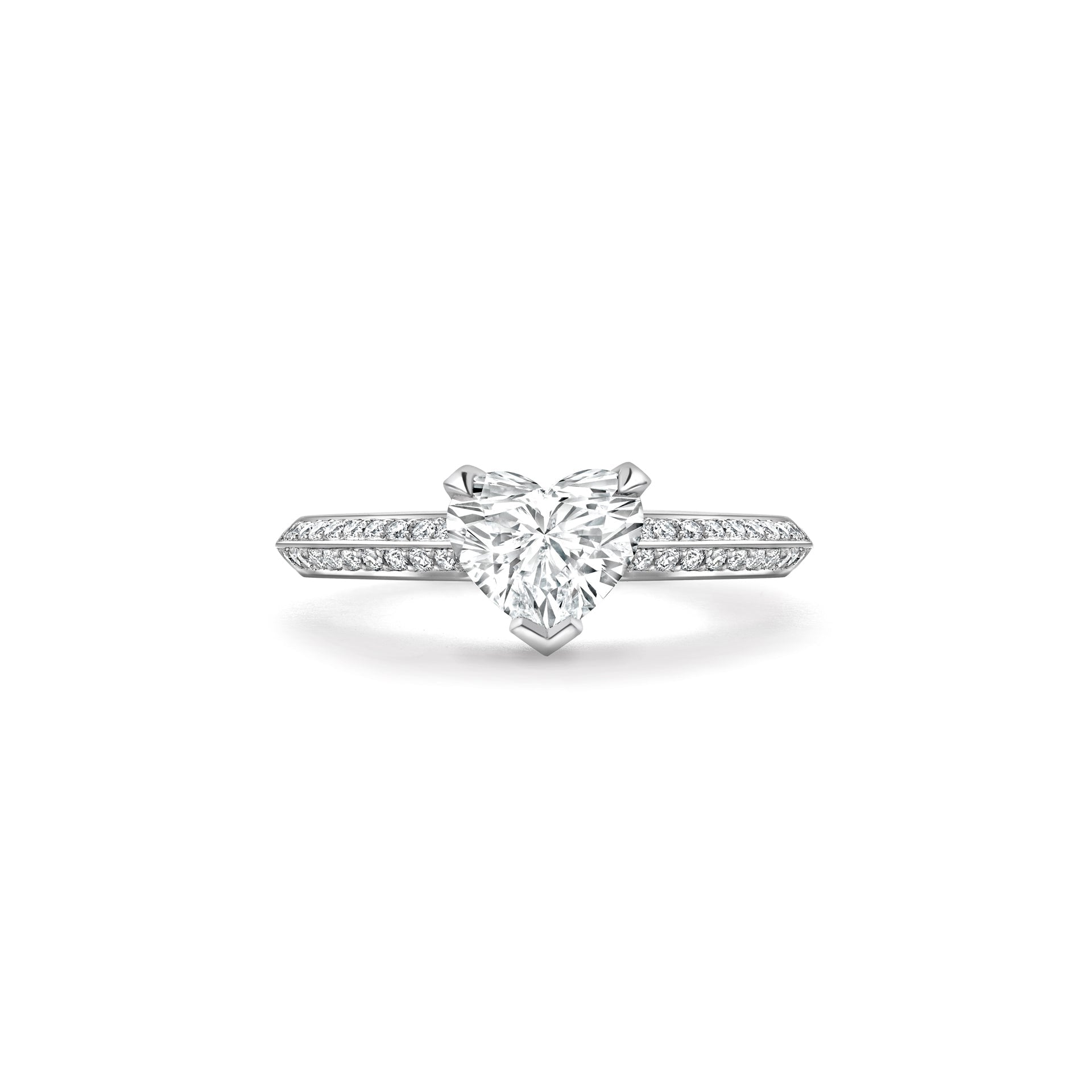 Petal Heart Platinum Diamond Engagement Ring