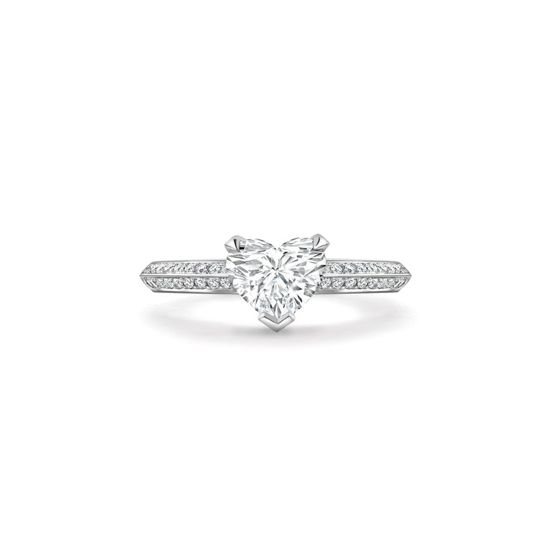 Petal Heart Platinum Diamond Engagement Ring