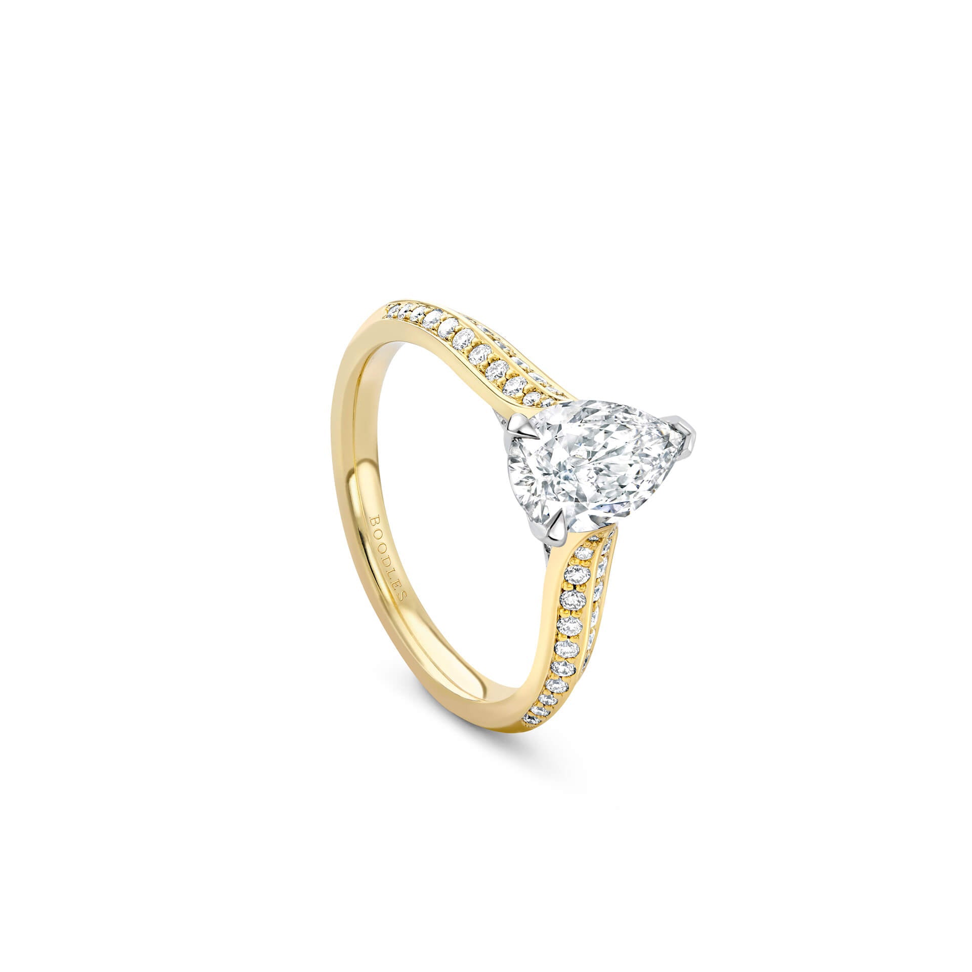 Petal Pear Cut Yellow Gold Diamond Engagement Ring