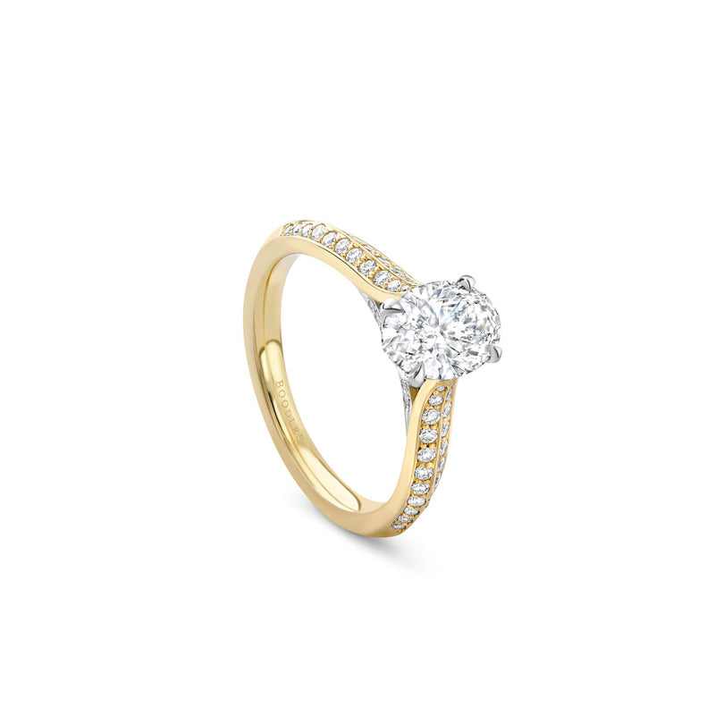 Petal Oval Cut Yellow Gold Diamond Engagement Ring