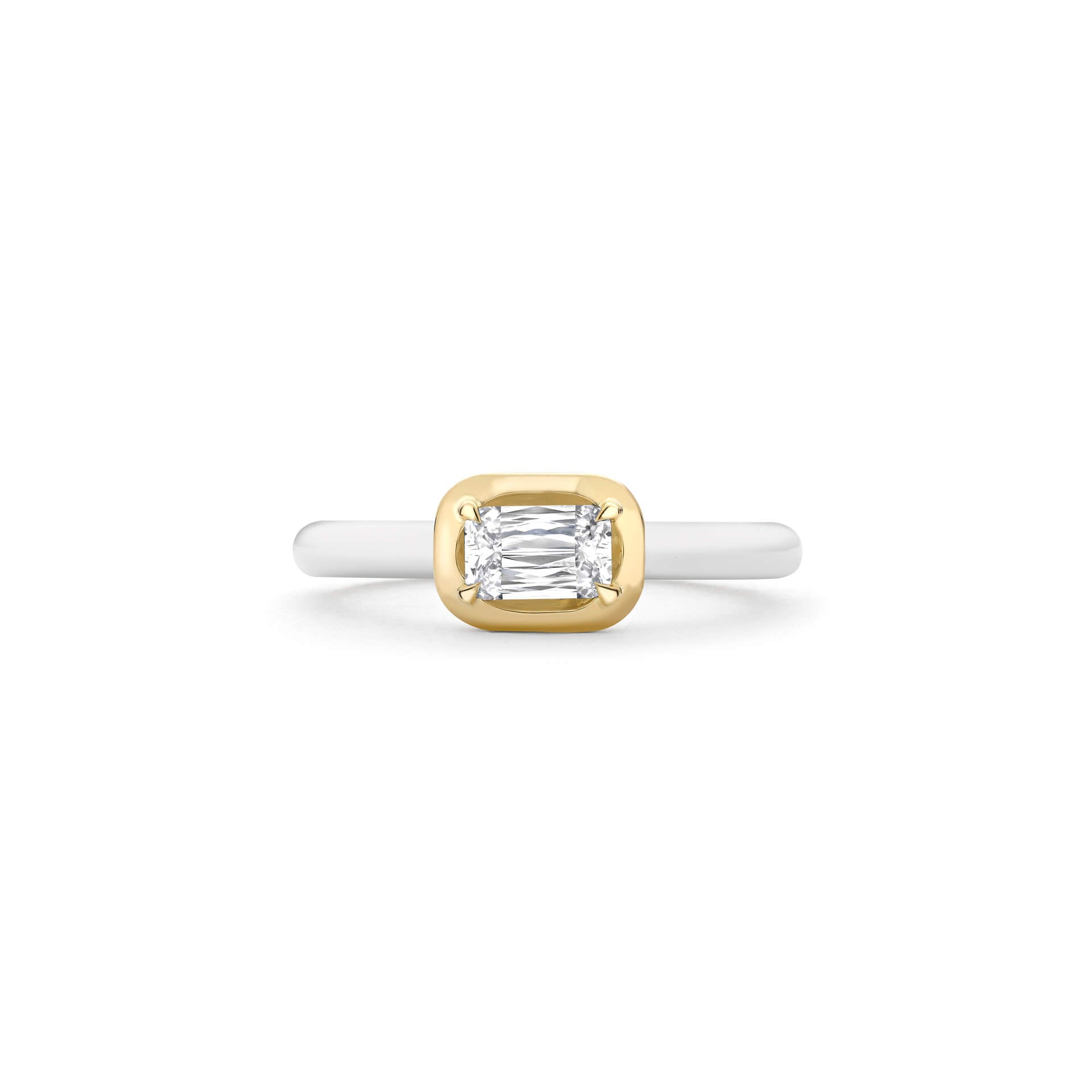 Florentine Ashoka White Enamel Yellow Gold Ring