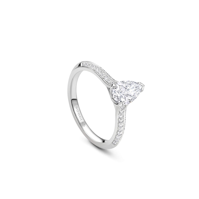Petal Pear Cut Platinum Diamond Engagement Ring