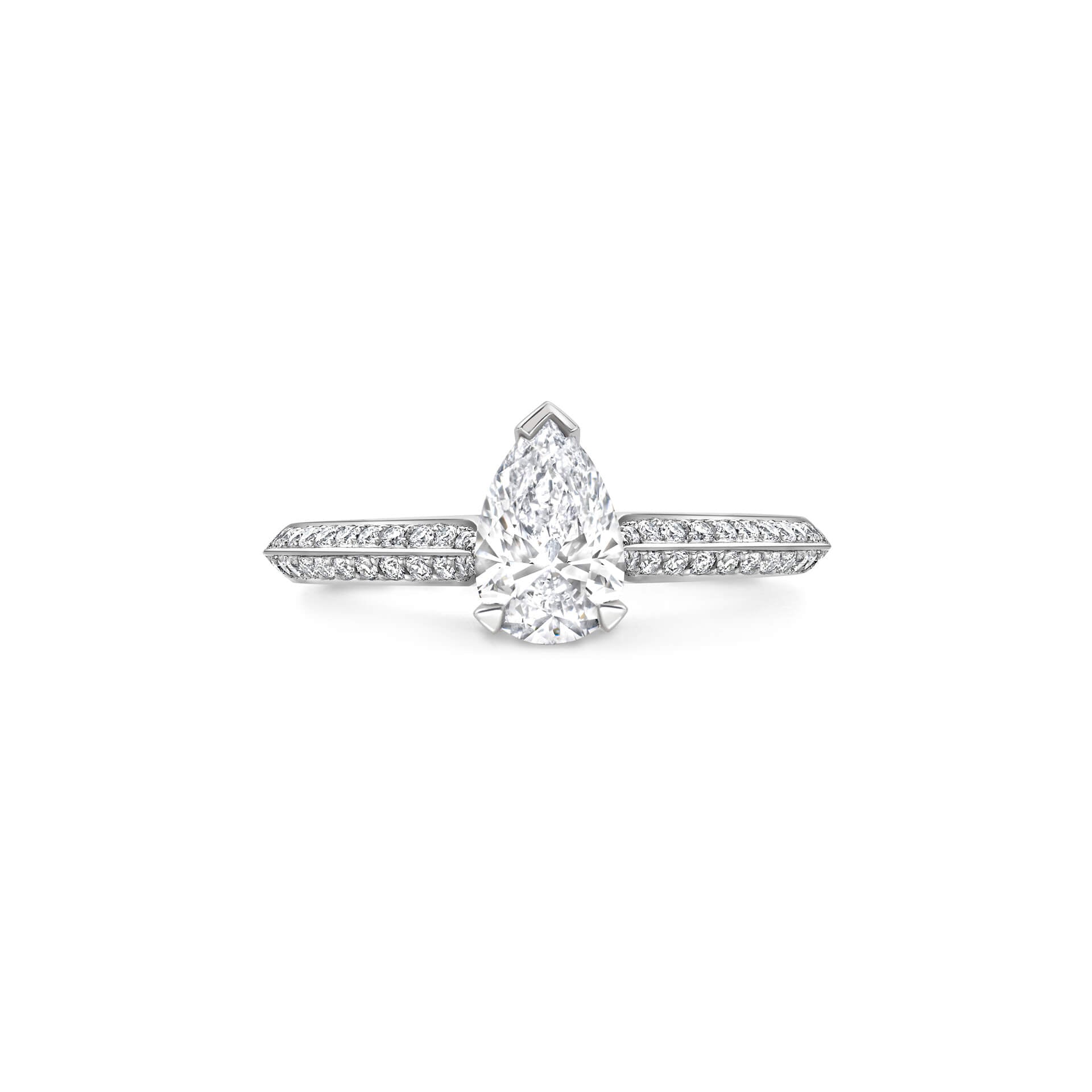 Petal Pear Cut Platinum Diamond Engagement Ring
