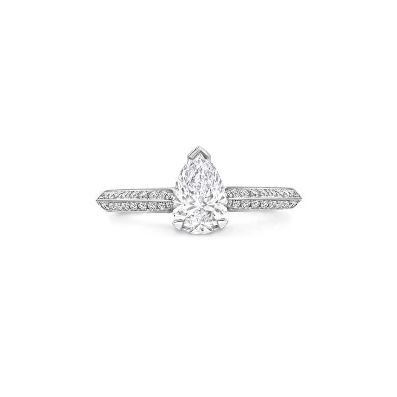 Petal Pear Cut Platinum Diamond Engagement Ring
