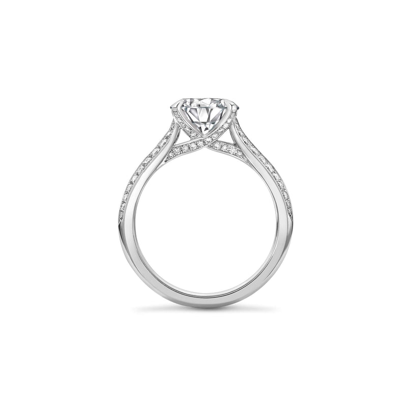 Petal Round Brilliant Platinum Diamond Engagement Ring