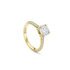 Petal Round Yellow Gold Diamond Engagement Ring
