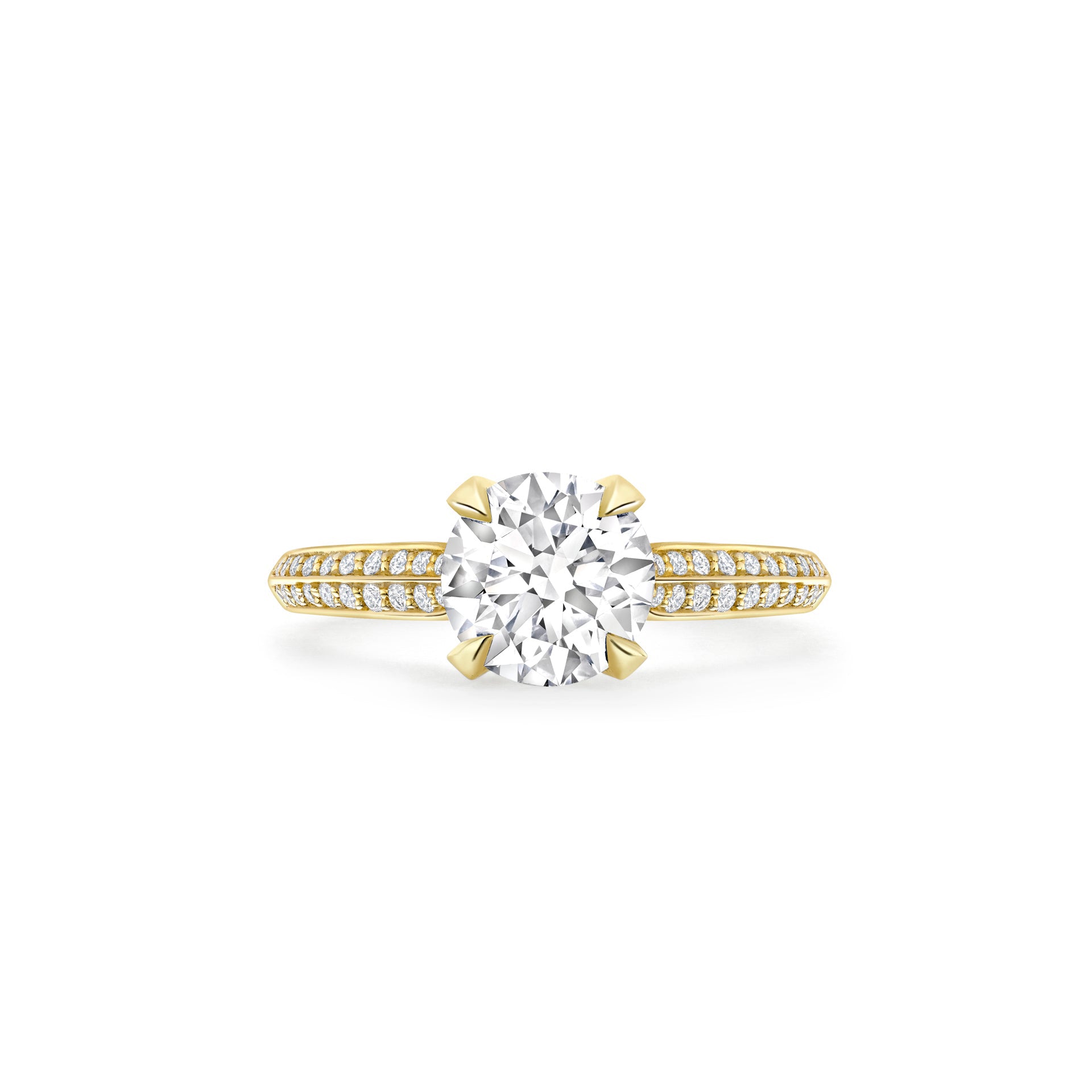 Petal Round Yellow Gold Diamond Engagement Ring