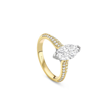 Petal Marquise Cut Yellow Gold Diamond Engagement Ring