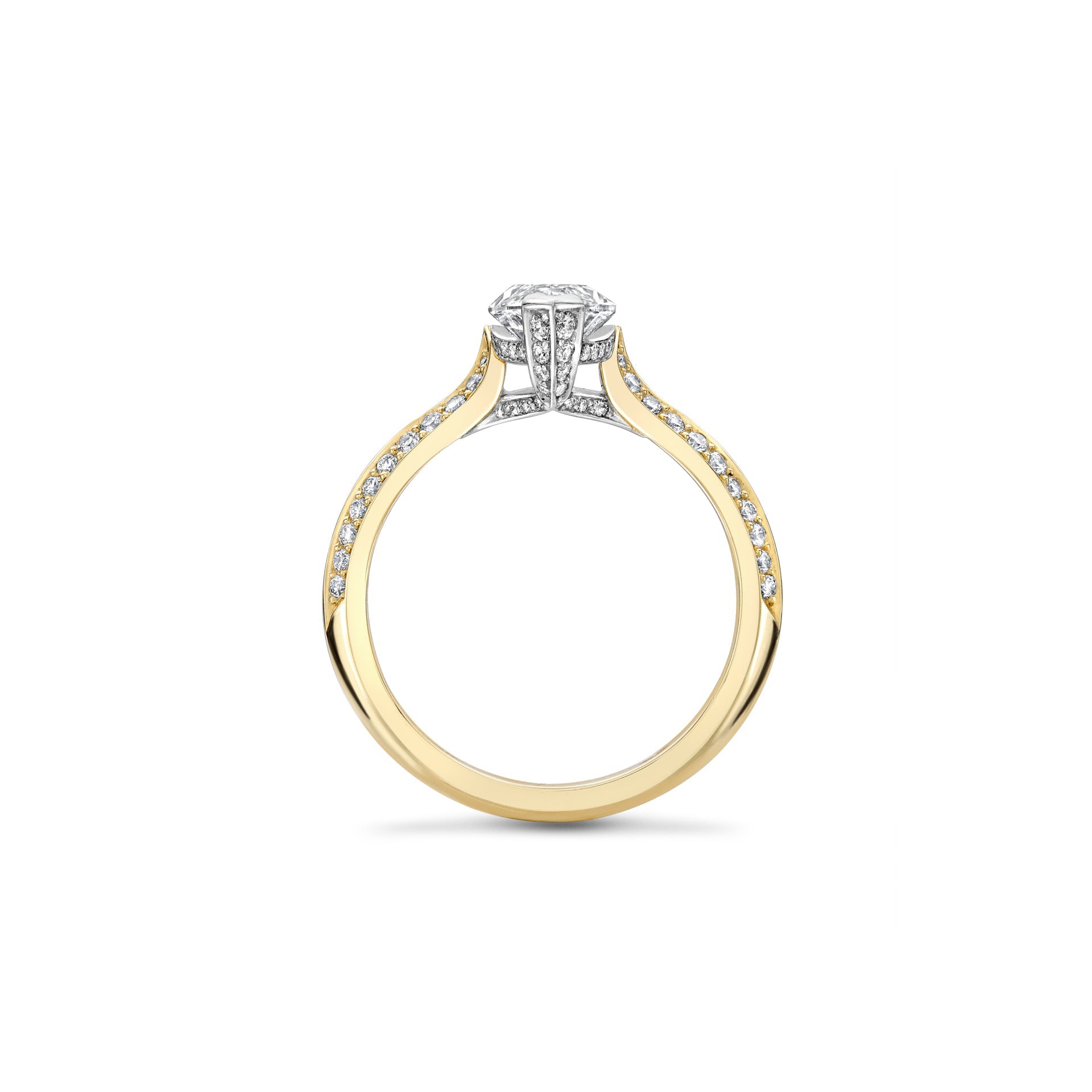 Petal Marquise Cut Yellow Gold Diamond Engagement Ring