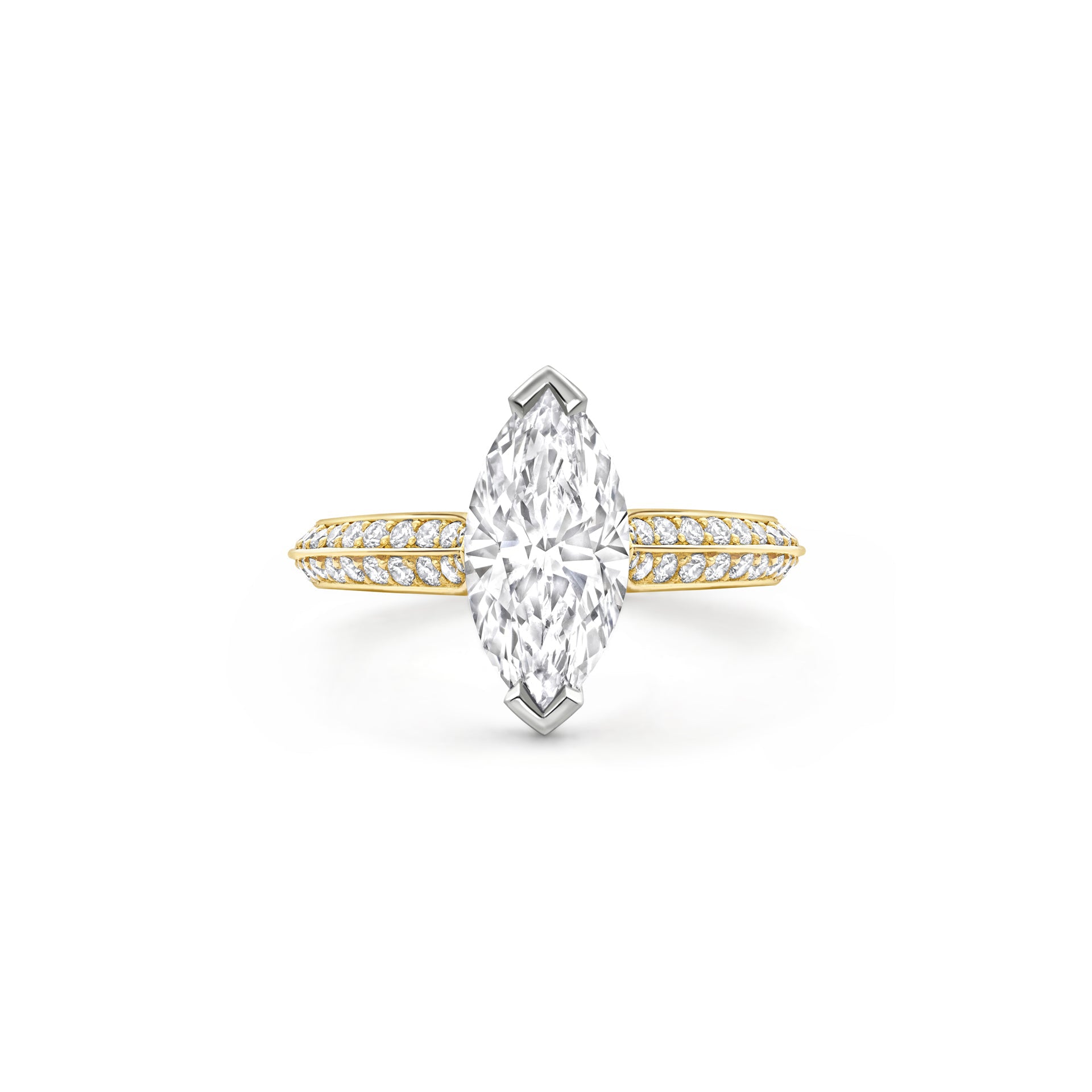 Petal Marquise Cut Yellow Gold Diamond Engagement Ring