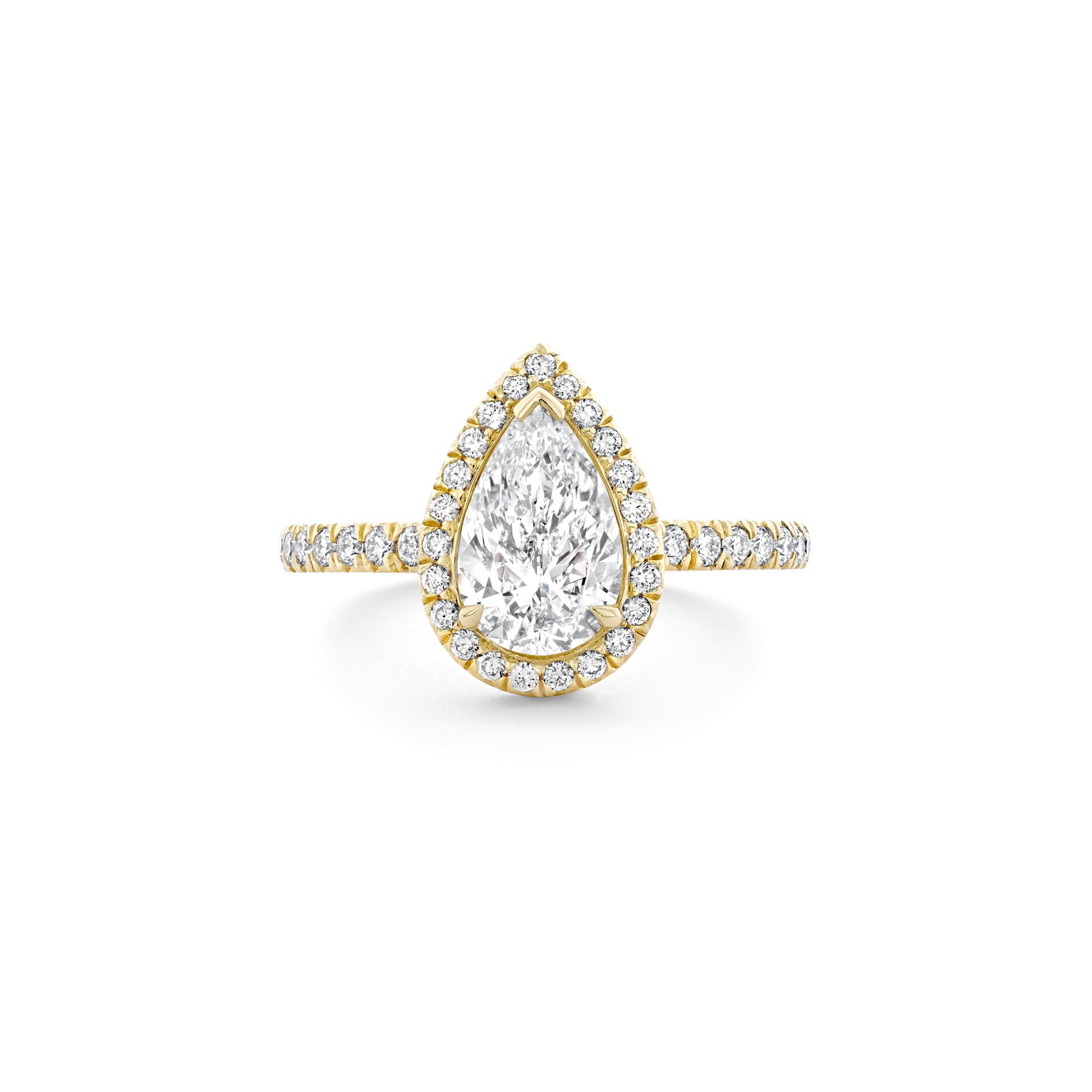 Vintage Pear Yellow Gold Diamond Engagement Ring