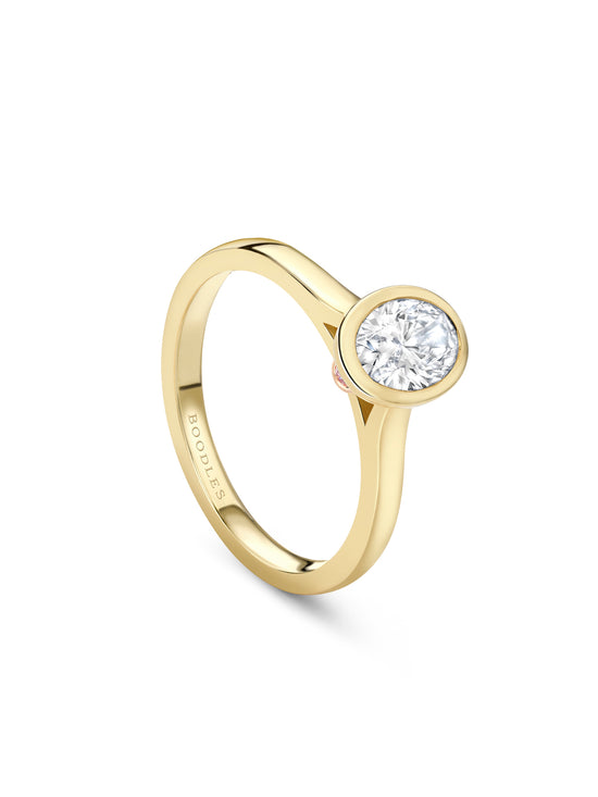 Florentine Oval Diamond Yellow Gold Engagement Ring