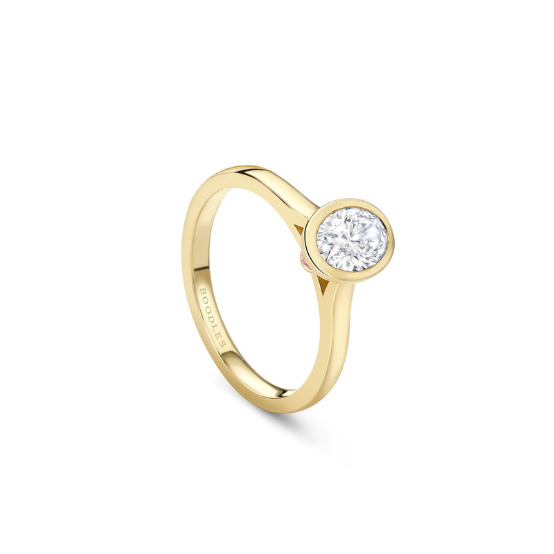 Florentine Oval Diamond Yellow Gold Engagement Ring