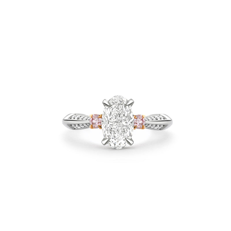 Trilogy Diavik Oval Diamond Pink Diamond Shoulders Platinum Ring