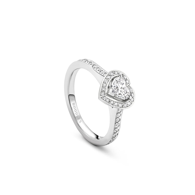 Vintage Heart Platinum Diamond Ring