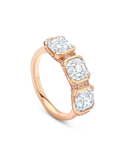 Trilogy Asscher Diamond Rose Gold Ring