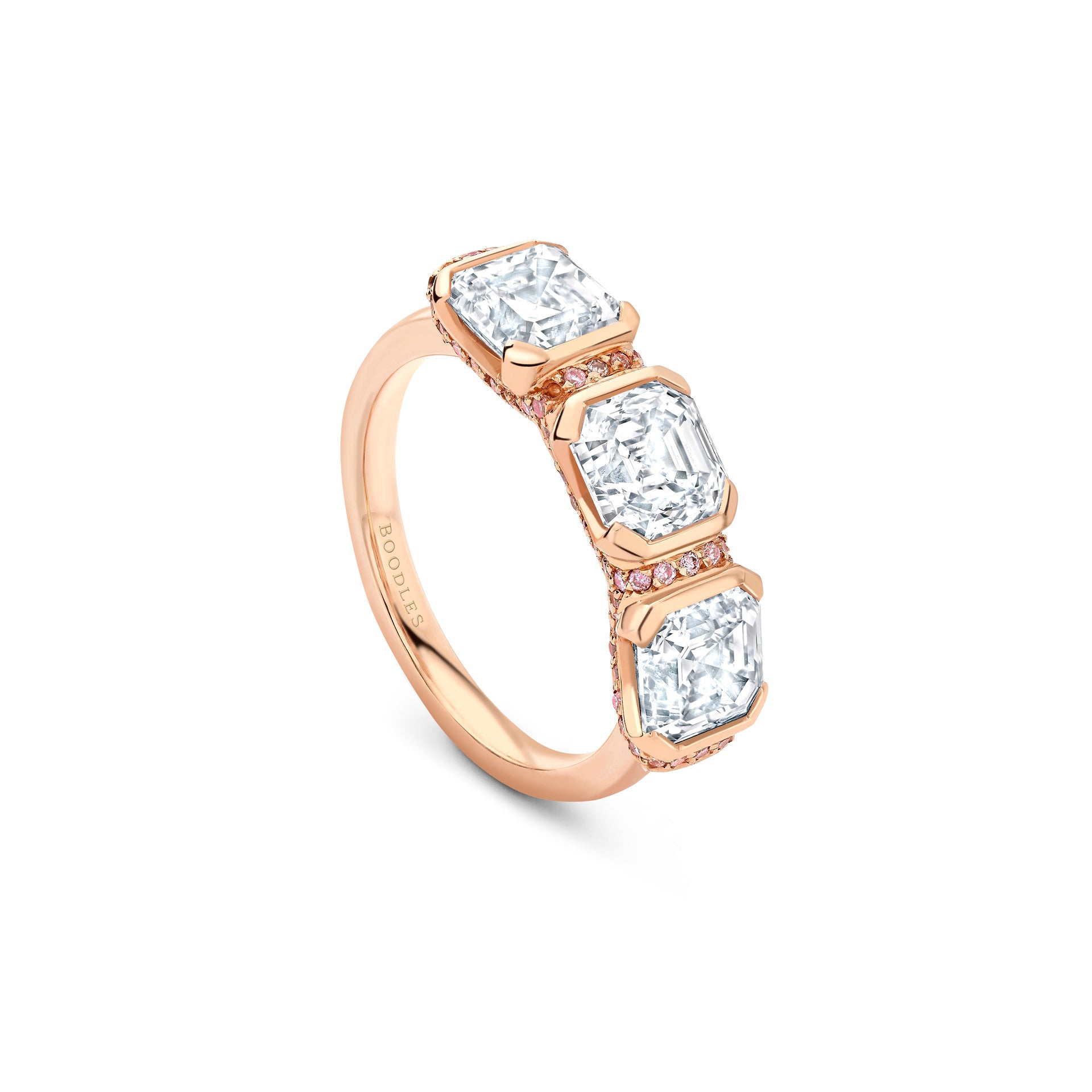 Trilogy Asscher Diamond Rose Gold Ring