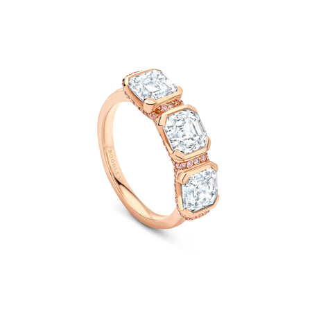 Trilogy Asscher Diamond Rose Gold Ring