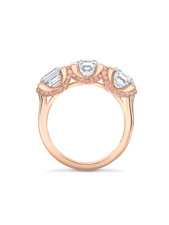 Trilogy Asscher Diamond Rose Gold Ring