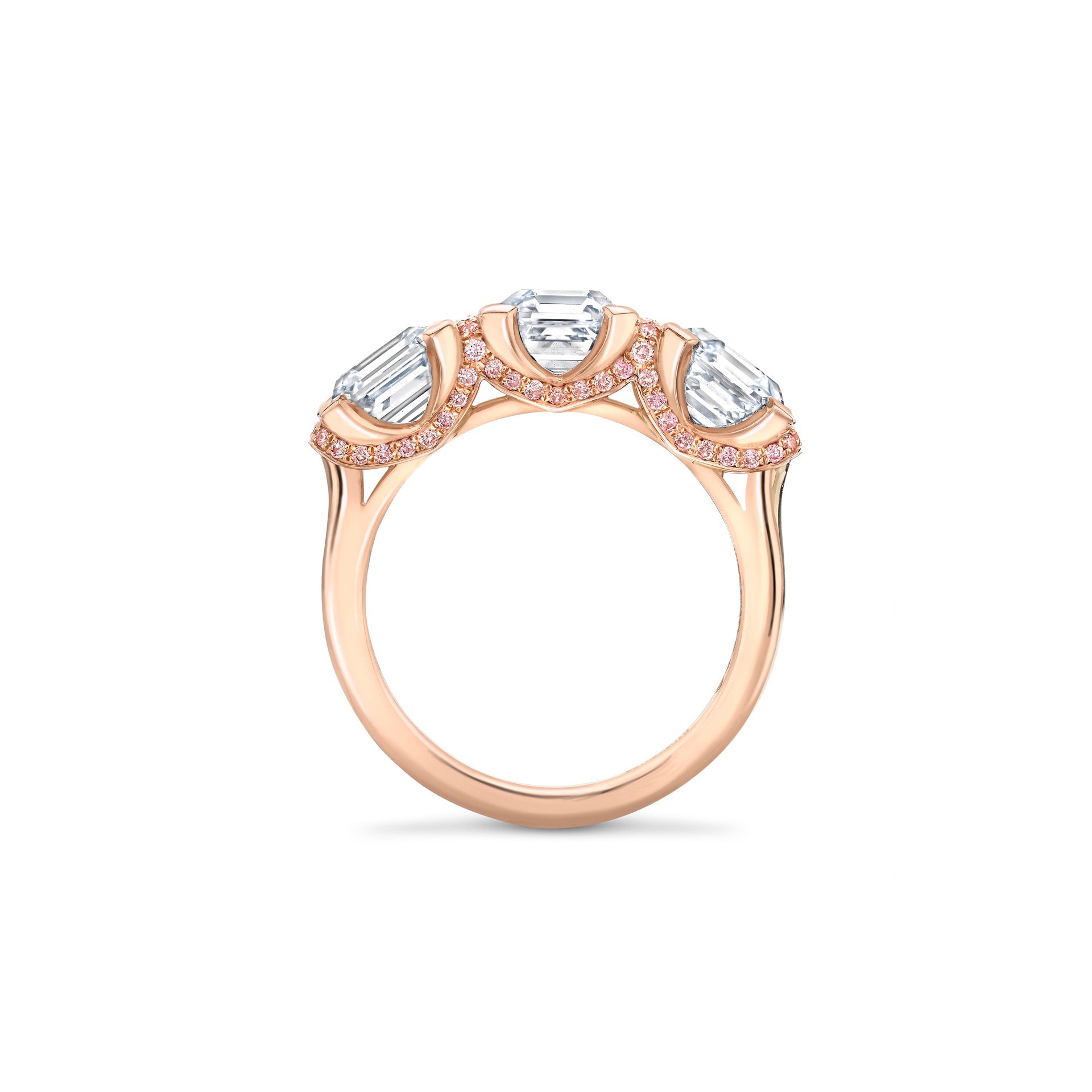 Trilogy Asscher Diamond Rose Gold Ring