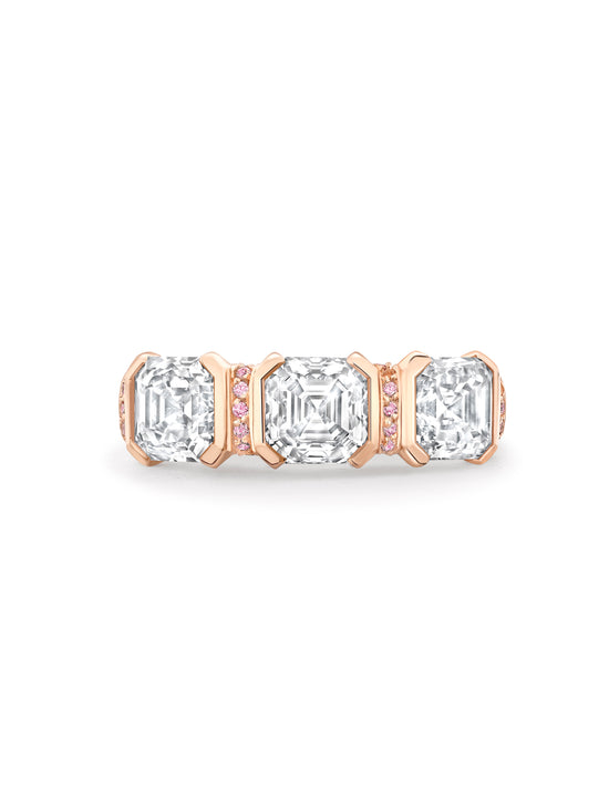 Trilogy Asscher Diamond Rose Gold Ring