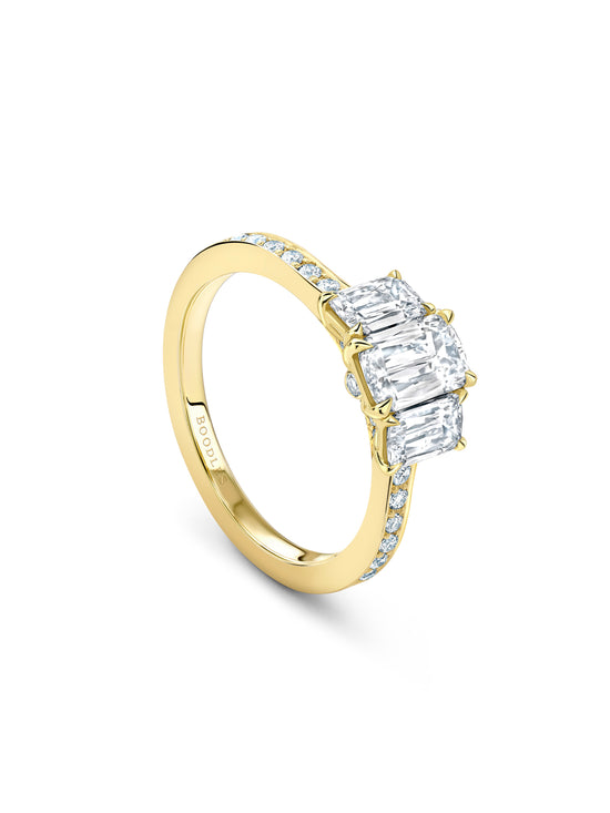 Trilogy Ashoka Cut Yellow Gold Diamond Ring