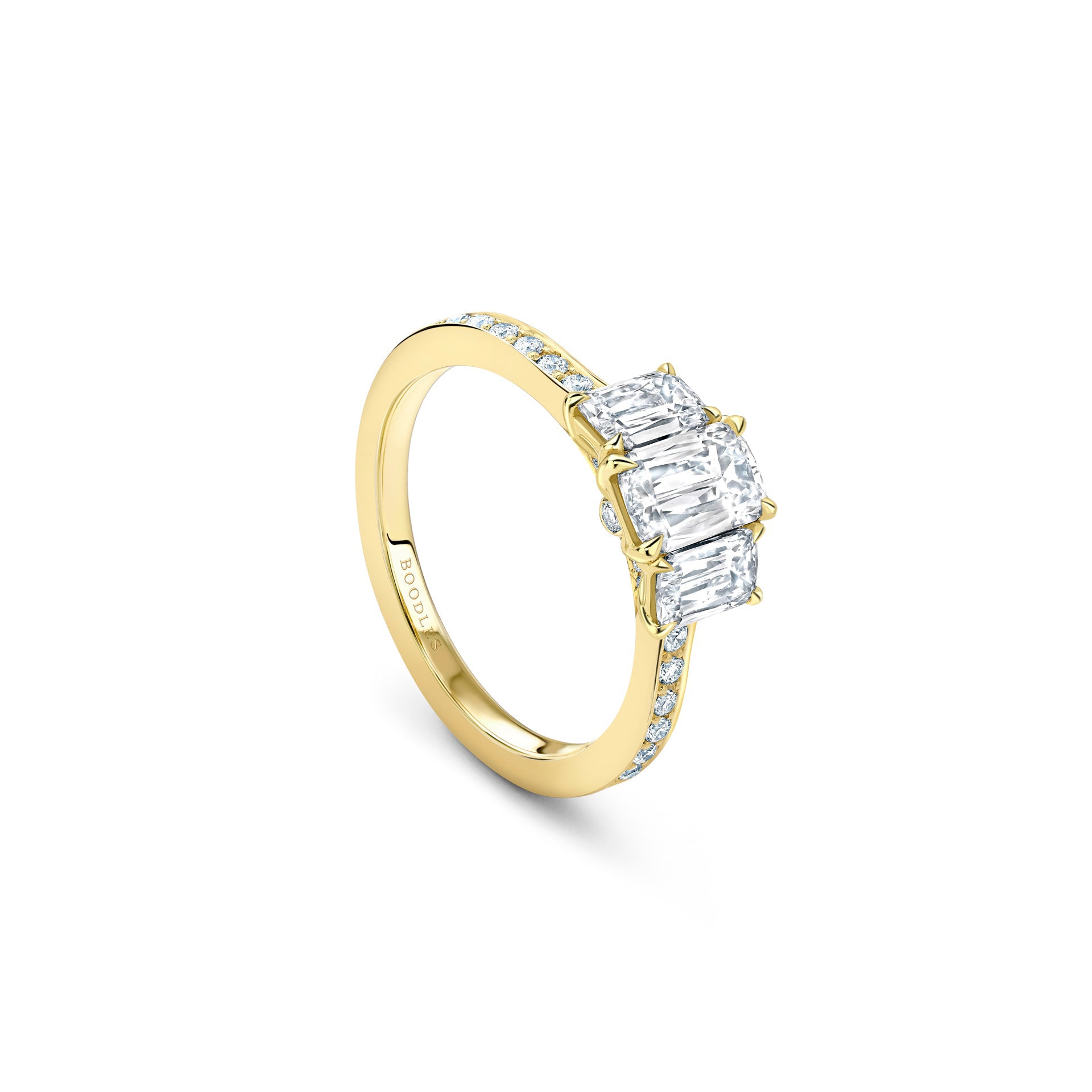 Trilogy Ashoka Cut Yellow Gold Diamond Ring
