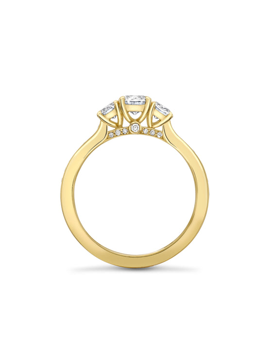 Trilogy Ashoka Cut Yellow Gold Diamond Ring
