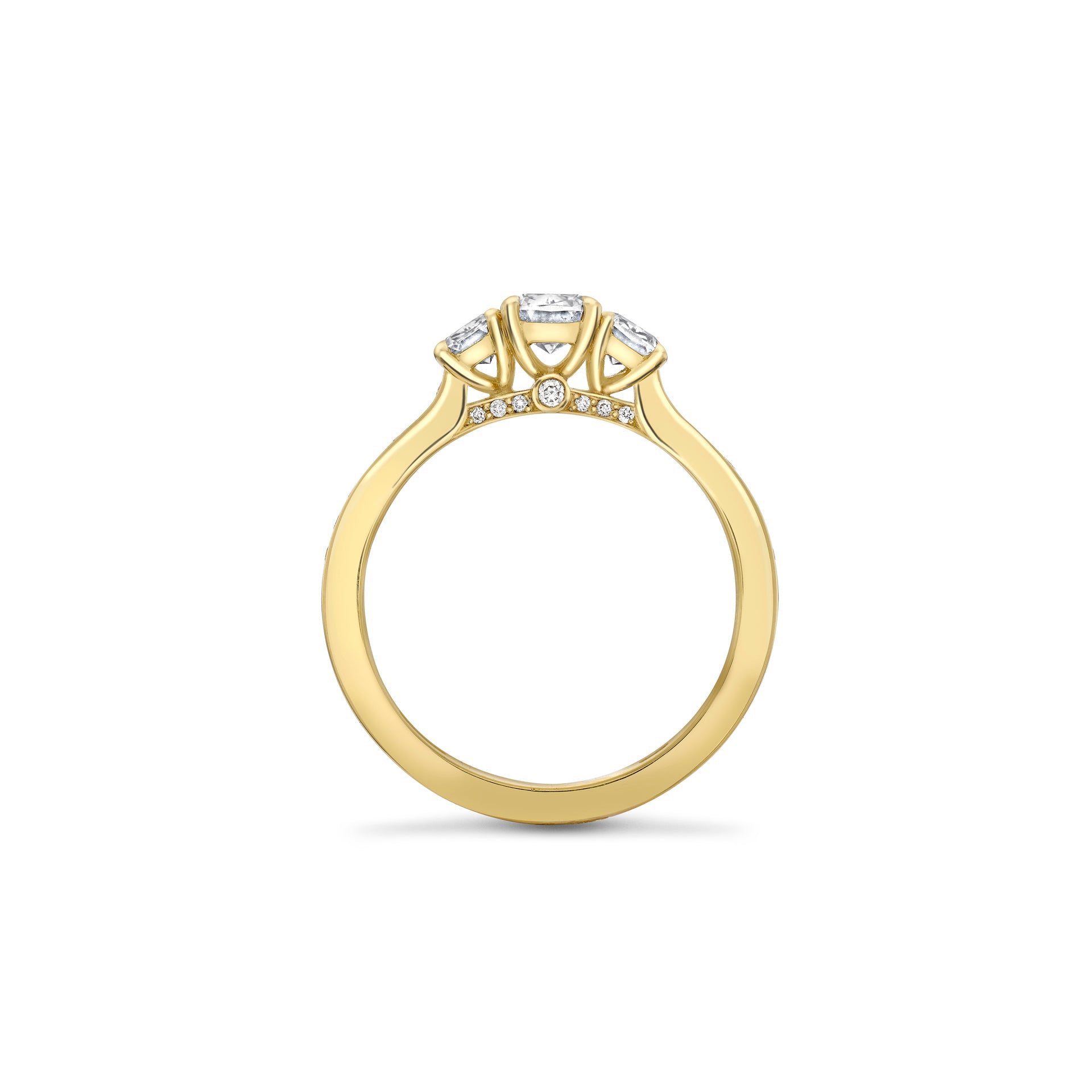 Trilogy Ashoka Cut Yellow Gold Diamond Ring