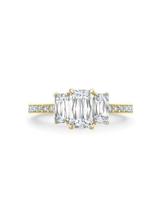 Trilogy Ashoka Cut Yellow Gold Diamond Ring