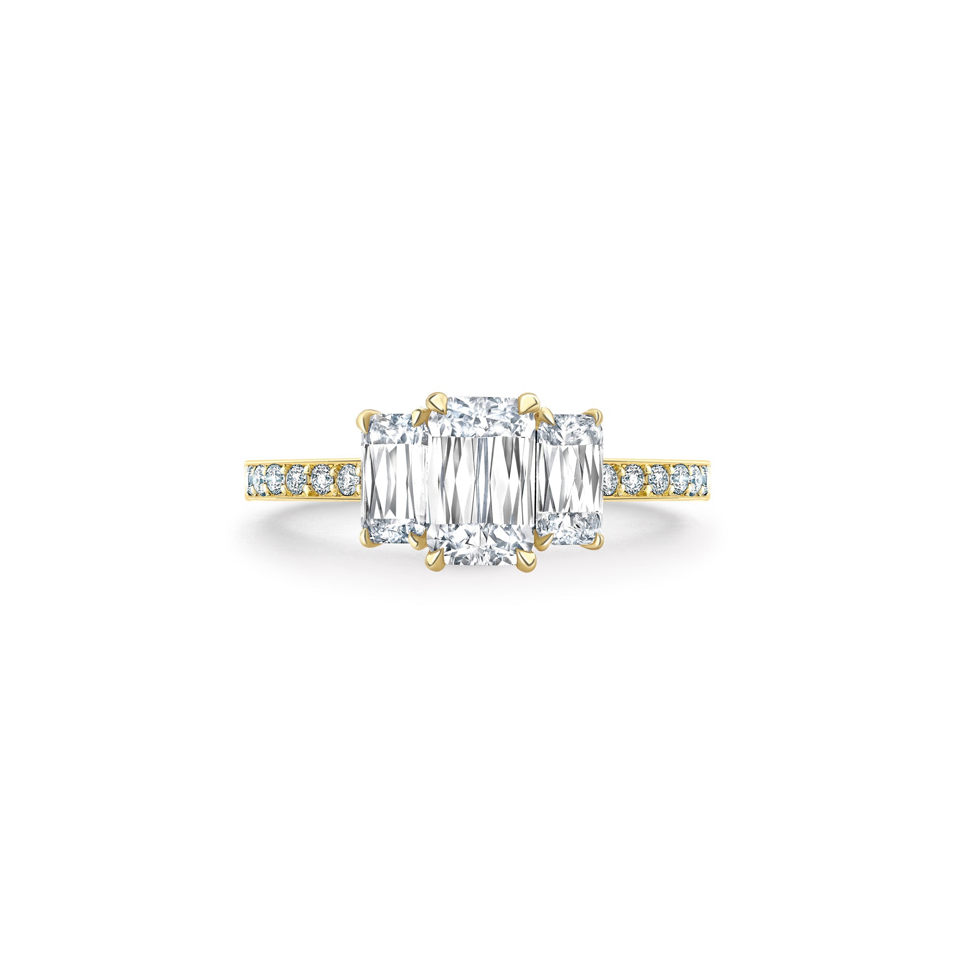 Trilogy Ashoka Cut Yellow Gold Diamond Ring