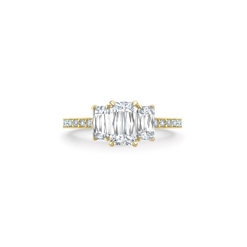 Trilogy Ashoka Cut Yellow Gold Diamond Ring