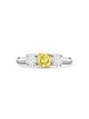 Trilogy Round Brilliant Yellow and White Diamond Platinum Ring