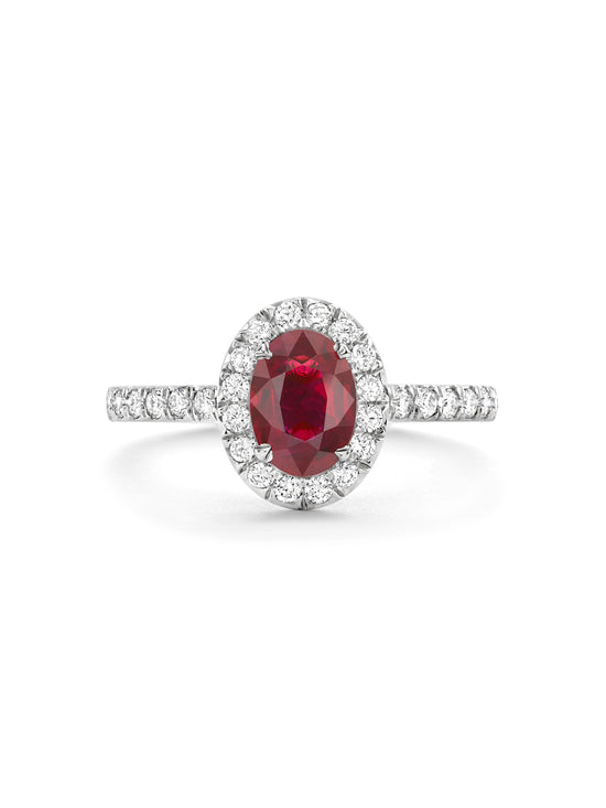 Vintage Oval Platinum Ruby Diamond Ring