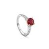 Petal Round Ruby Platinum and Rose Gold Ring