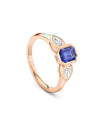 Florentine Emerald Cut Sapphire Rose Gold Ring