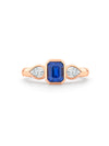Florentine Emerald Cut Sapphire Rose Gold Ring