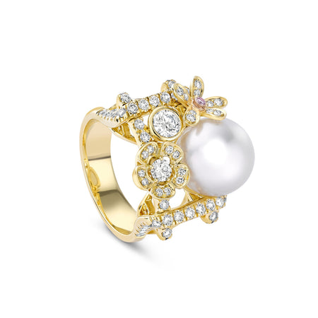 Secret Garden Pearl Yellow Gold Ring