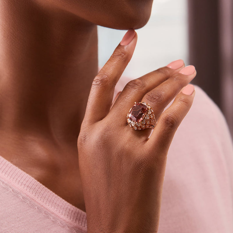 Secret Garden Waterlily Peach Tourmaline Rose Gold Ring